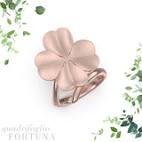 Anello foglia grande Quadrifoglio-Fortuna in Ag925 in tre varianti di colore TKNA2006