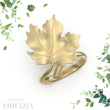Anello foglia grande Acero-Amicizia in Ag925 in tre varianti di colore TKNA2000