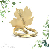 Anello foglia grande Acero-Amicizia in Ag925 in tre varianti di colore TKNA2000