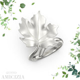 Anello foglia grande Acero-Amicizia in Ag925 in tre varianti di colore TKNA2000
