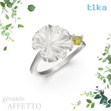 Anello foglia piccola Geranio-affetto in Ag925 in tre varianti di colore