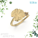 Anello foglia piccola Geranio-affetto in Ag925 in tre varianti di colore