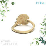 Anello foglia piccola Geranio-affetto in Ag925 in tre varianti di colore