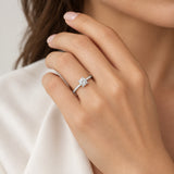 Anello solitario in ag925 rodiato bianco e pietre cz White montatura lineare