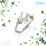 Anello foglia piccola QUERCIA-forza in Ag925 in quattro varianti di colore TKNA2003 - TIKA Gioielli Shop