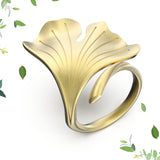 Anello foglia grande Ginkgo-Pace in Ag925 in tre varianti di colore TKNA2005+ - TIKA Gioielli Shop