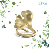 Anello foglia grande Ginkgo-Pace in Ag925 in tre varianti di colore TKNA2005+ - TIKA Gioielli Shop