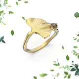Anello foglia piccola Ginkgo-Pace in Ag925 in tre varianti di colore TKNA2005 - TIKA Gioielli Shop