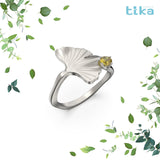 Anello foglia piccola Ginkgo-Pace in Ag925 in tre varianti di colore TKNA2005 - TIKA Gioielli Shop