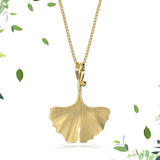 Collana foglia media Ginkgo-Pace in Ag925 in tre varianti di colore TKNA8005 - TIKA Gioielli Shop