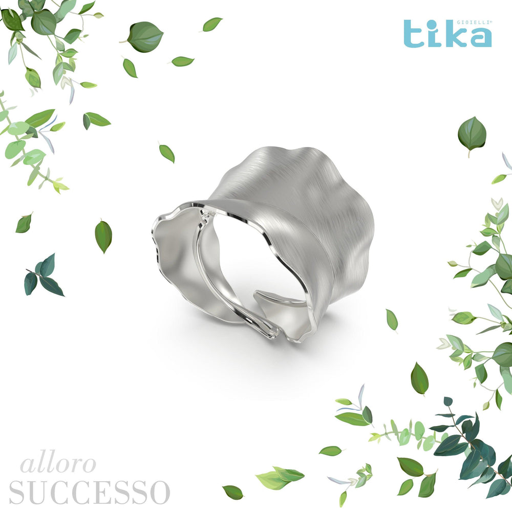 Anello foglia grande Alloro-Successo in Ag925 in tre varianti di colore TKNA2002+ - TIKA Gioielli Shop