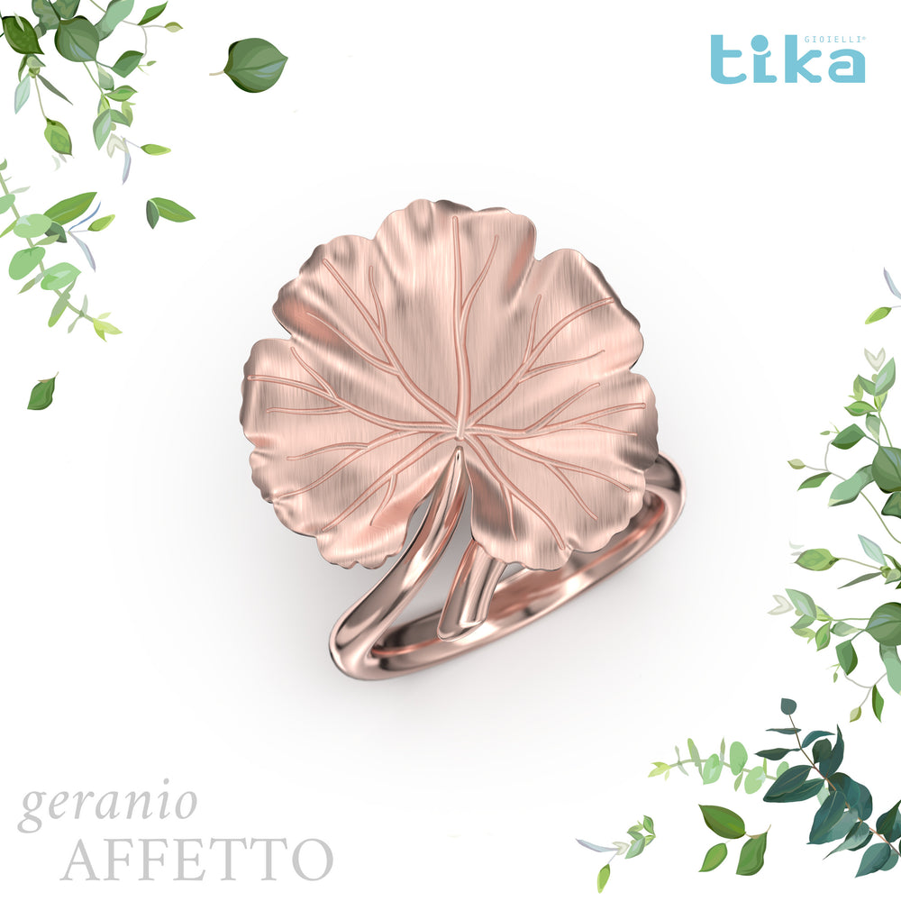 Anello foglia grande Geranio-affetto in Ag925 in tre varianti di colore TKNA2010+