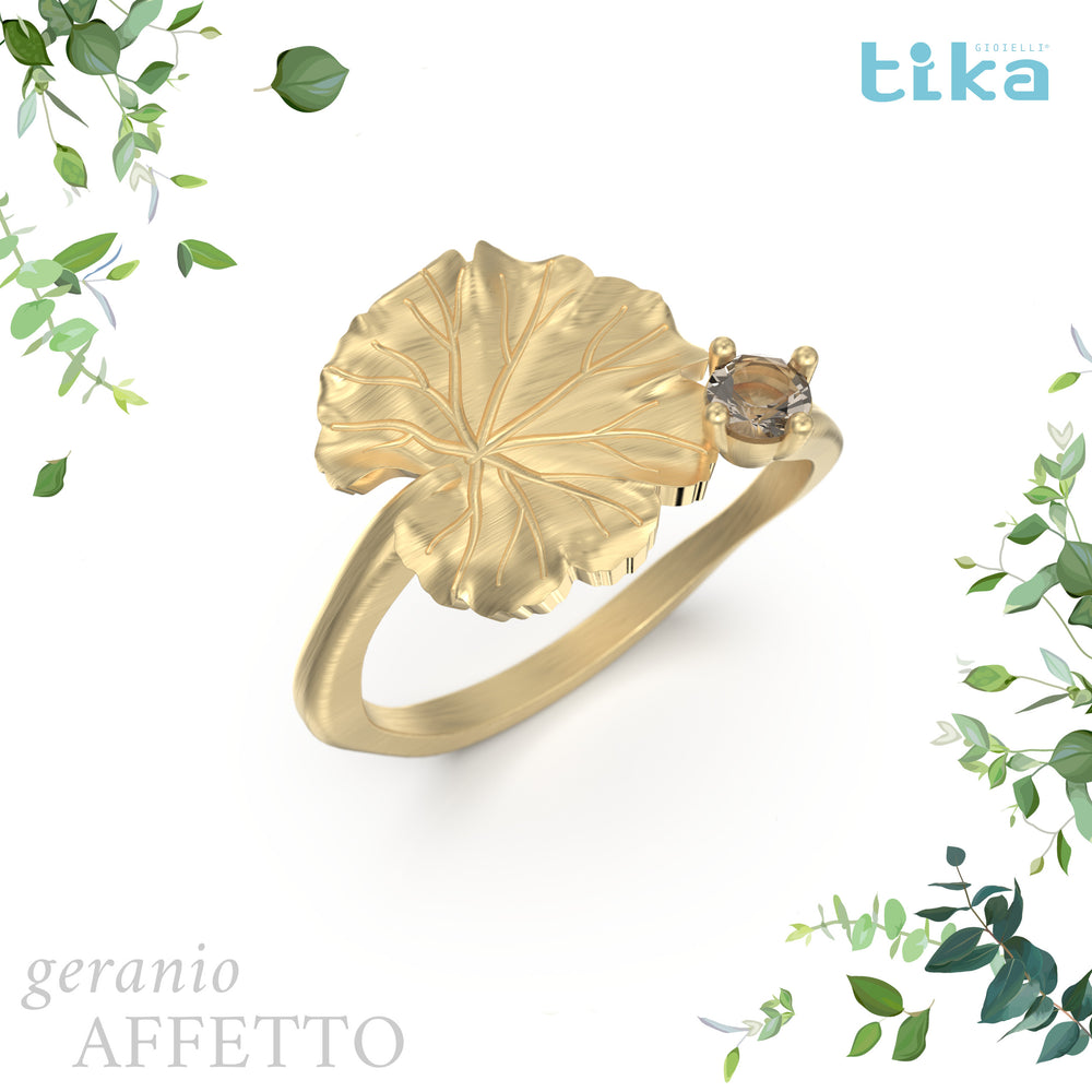 Anello foglia piccola Geranio-affetto in Ag925 in tre varianti di colore