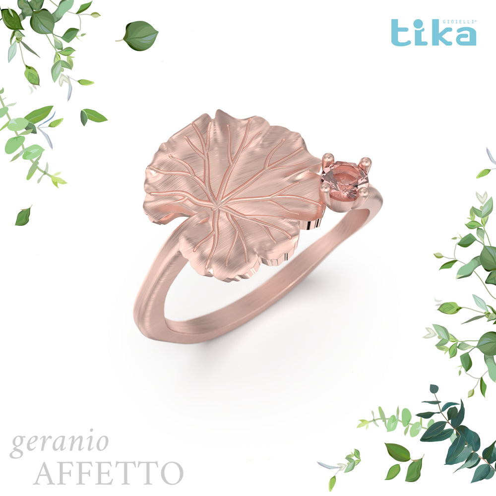 Anello foglia piccola Geranio-affetto in Ag925 in tre varianti di colore