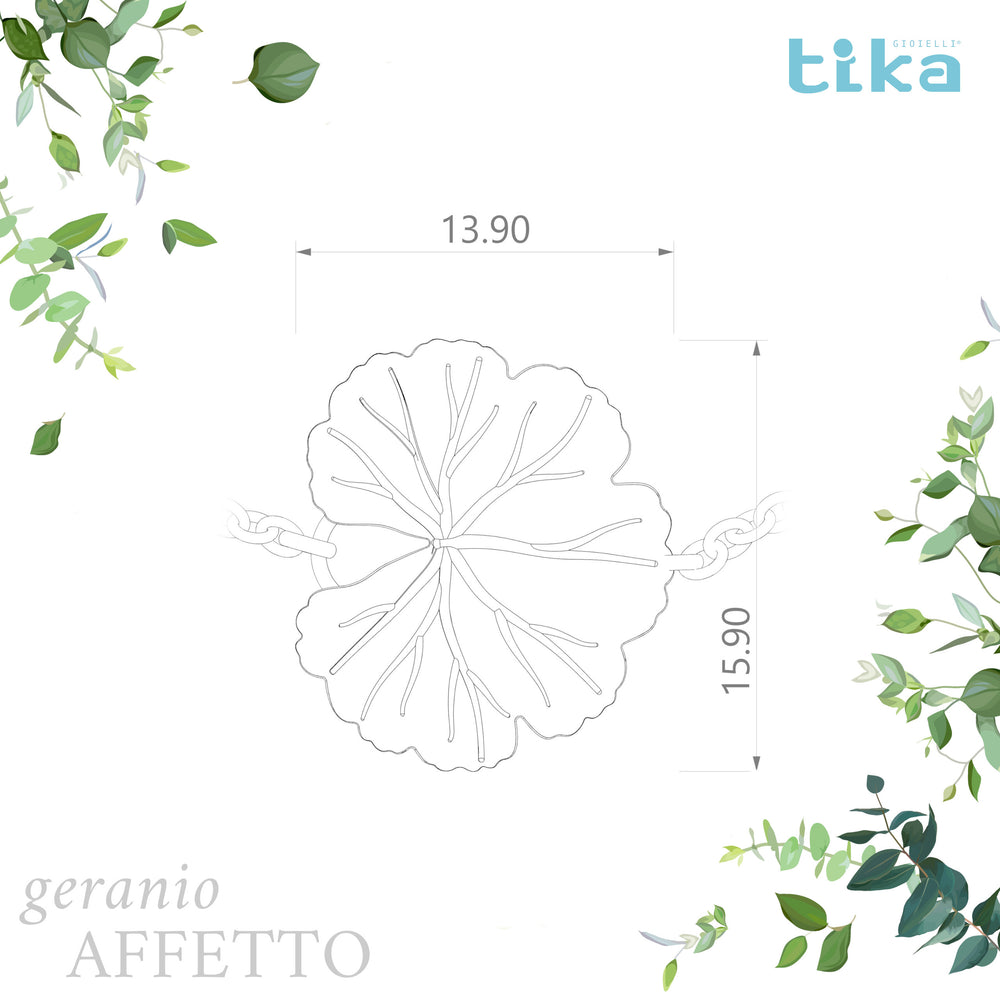 Bracciale foglia piccola Geranio-affetto in Ag925 in tre varianti di colore TKNA3010