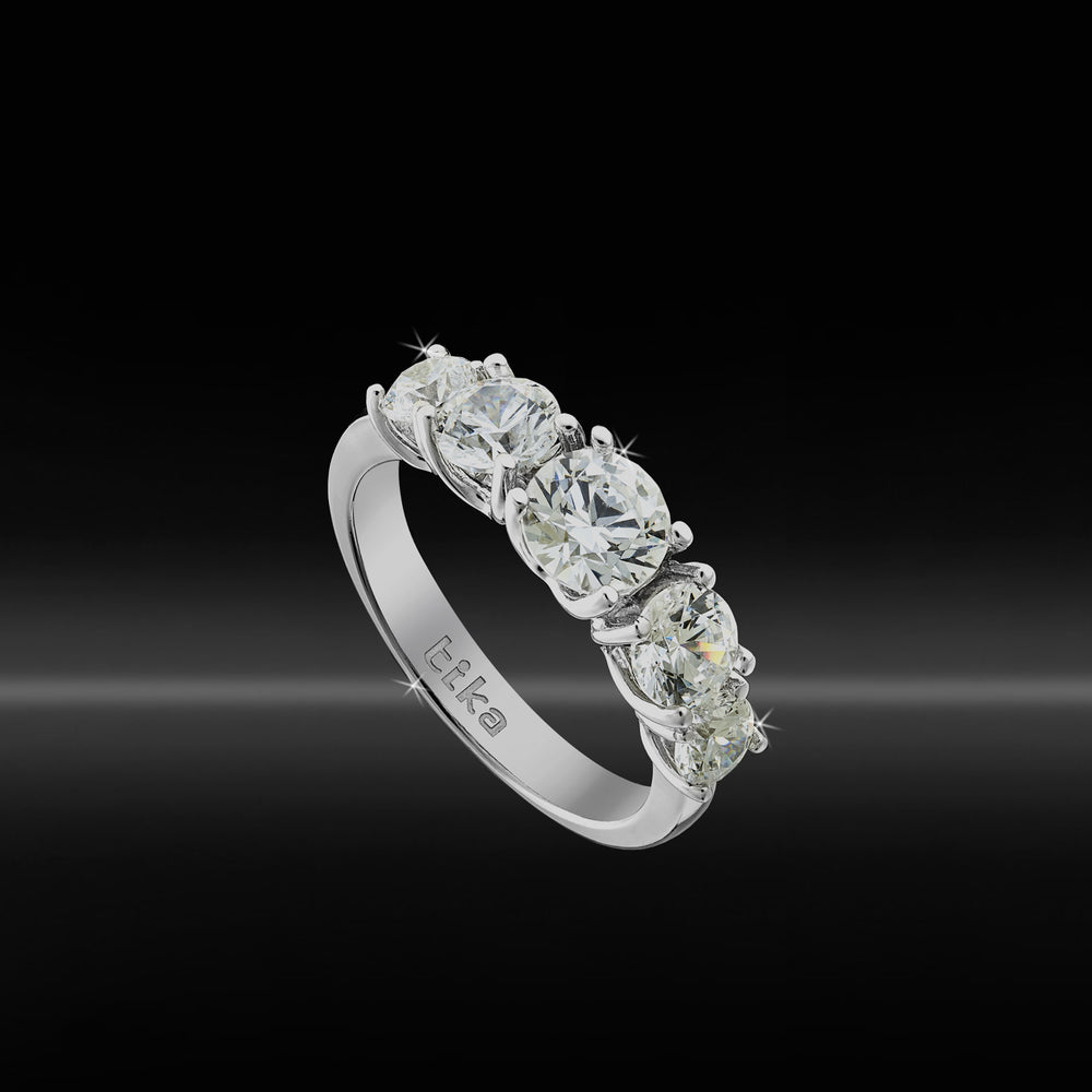 Anello a scalare in ag925 rodiato bianco e pietre cz White