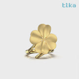 Anello foglia grande Quadrifoglio-Fortuna in Ag925 in tre varianti di colore TKNA2006