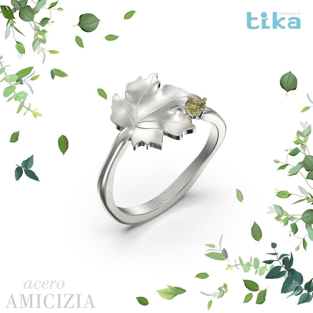 Anello foglia piccola Acero-Amicizia in Ag925 in quattro varianti di colore TKNA2000 - TIKA Gioielli Shop