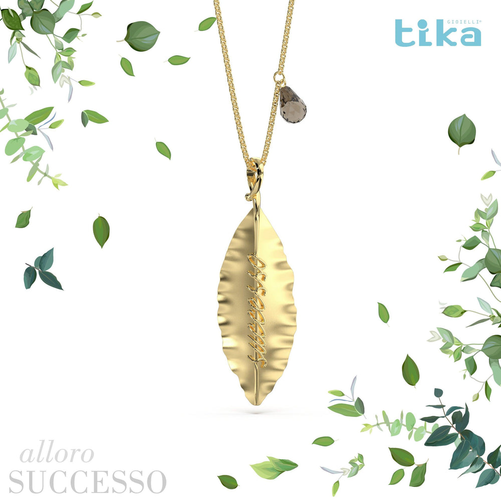 Collana foglia grande Alloro-Successo in Ag925 in quattro varianti di colore TKNA9002+ - TIKA Gioielli Shop