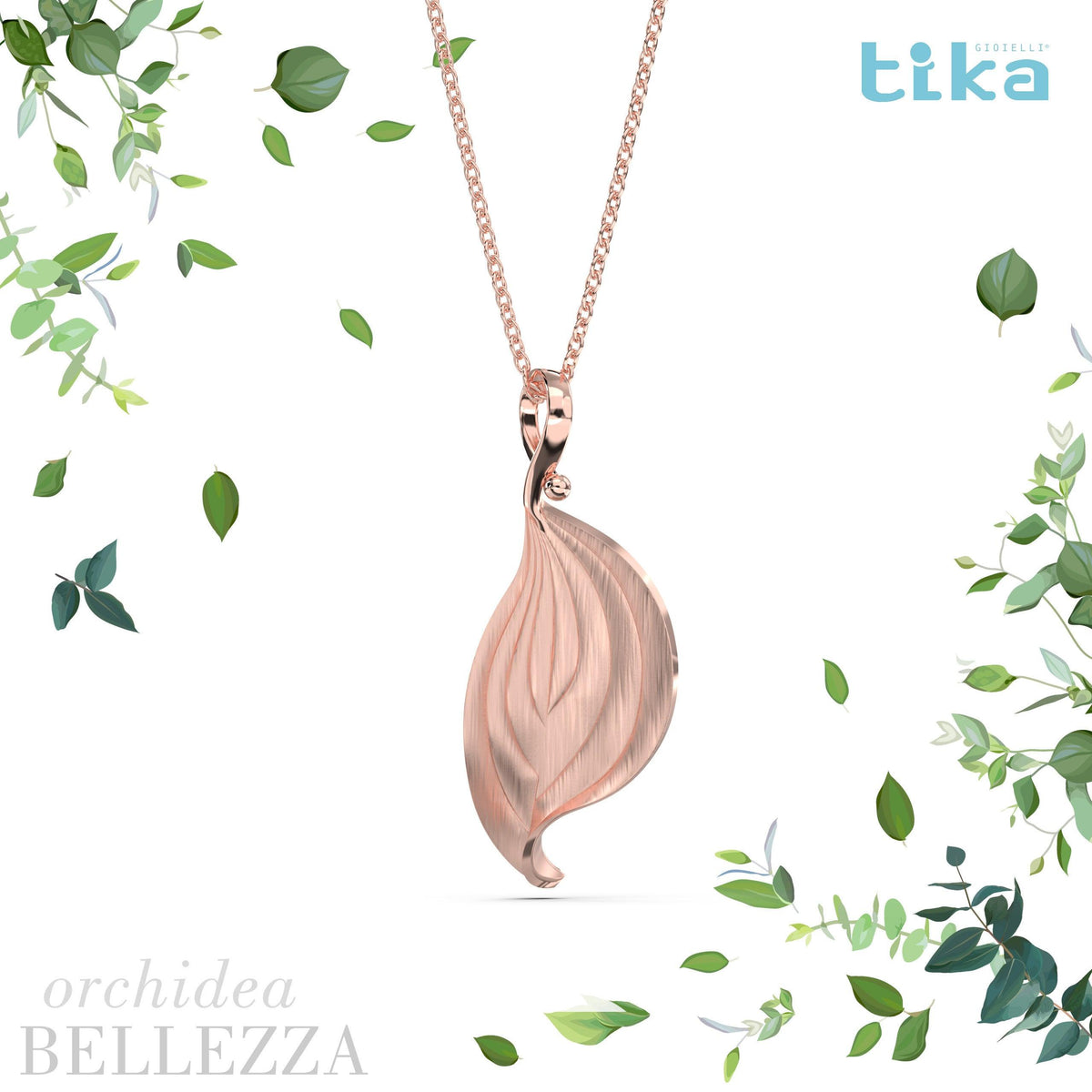 Collana con fiore di orchidea: oro rosa, goccia di perle Swarovski - Italia Collana con fiore di orchidea: oro rosa, goccia di perle Swarovski - Italia