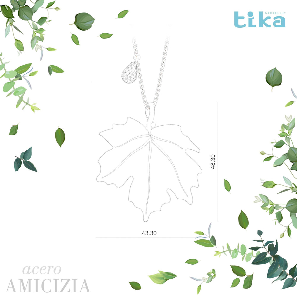 Collana foglia grande Acero-Amicizia in Ag925 in tre varianti di colore TKNA9000+ - TIKA Gioielli Shop