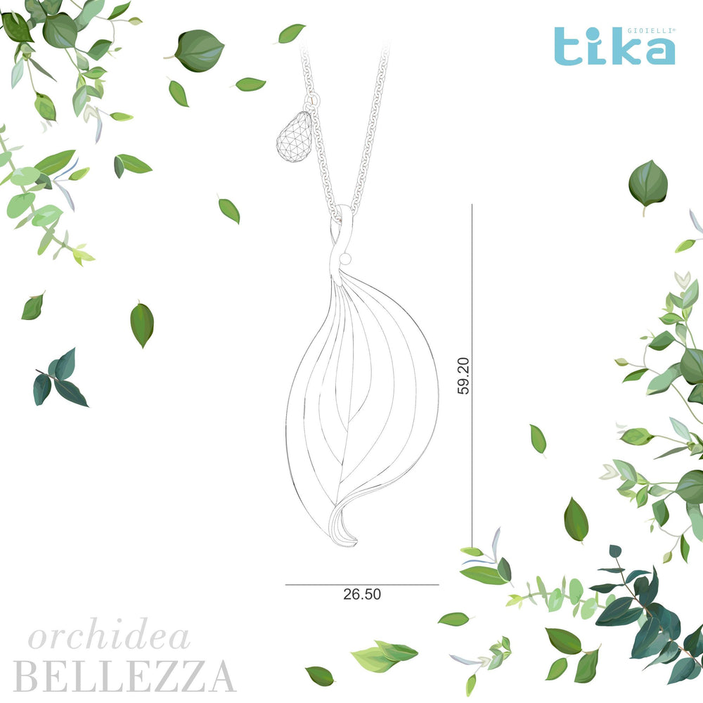 Collana foglia grande Orchidea-Bellezza in Ag925 in tre varianti di colore TKNA9001+ - TIKA Gioielli Shop