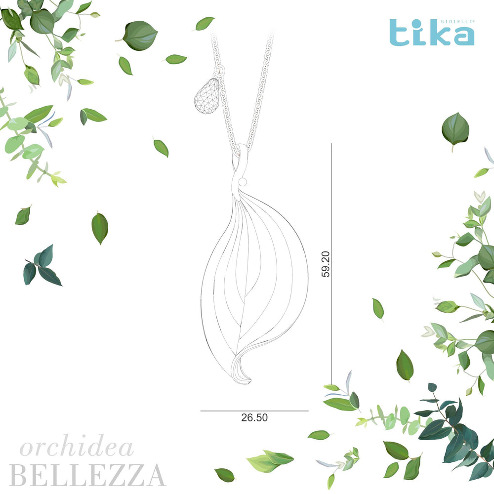 Collana foglia grande Orchidea-Bellezza in Ag925 in tre varianti di colore TKNA9001+