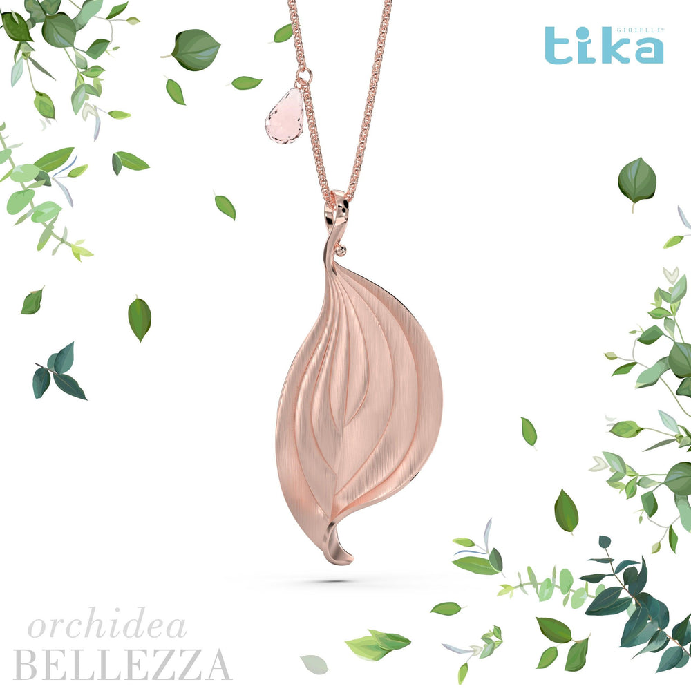 Collana foglia grande Orchidea-Bellezza in Ag925 in tre varianti di colore TKNA9001+ - TIKA Gioielli Shop