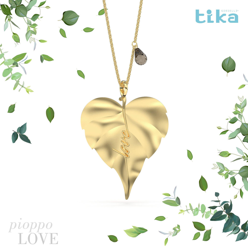 Collana foglia grande Pioppo-Love in Ag925 in tre varianti TKNA9007+ - TIKA Gioielli Shop