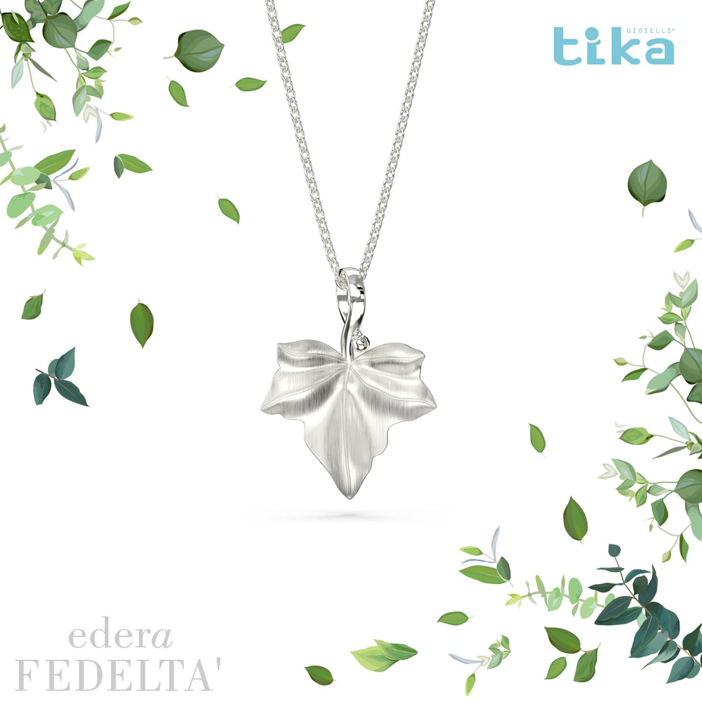 Collana foglia media Edera-fedeltà in Ag925 in tre varianti di colore TKNA8004+ - TIKA Gioielli Shop