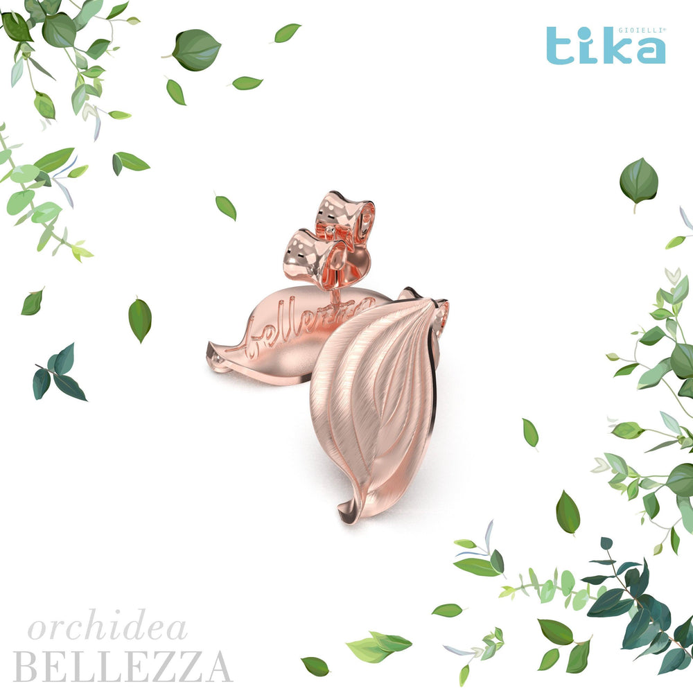 Orecchini foglia piccola Orchidea-Bellezza in Ag925 in tre varianti di colore TKNA4001