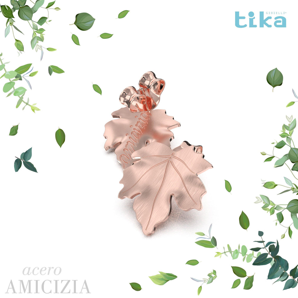 Orecchini foglia piccola Acero-Amicizia in Ag925 in tre varianti di colore TKNA4000 - TIKA Gioielli Shop