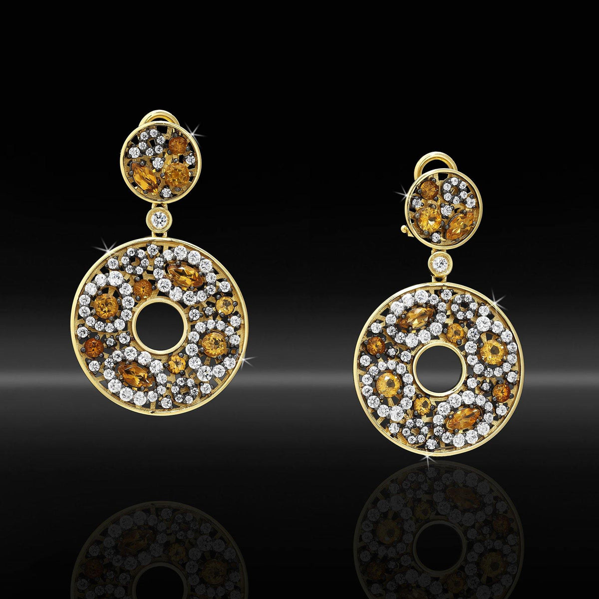 Orecchini A Fiore Qjewelshop Con Rubino Simulato Rosso E Zircone, Argento Placcato Oro