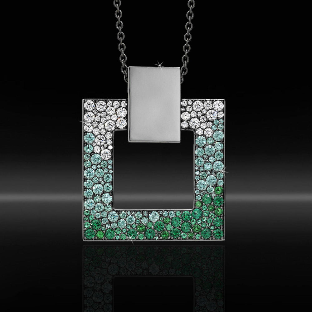 Collana quadrato pavè di zirconi in oro bianco - Sari Gold Collana quadrato pavè di zirconi in oro bianco - Sari Gold