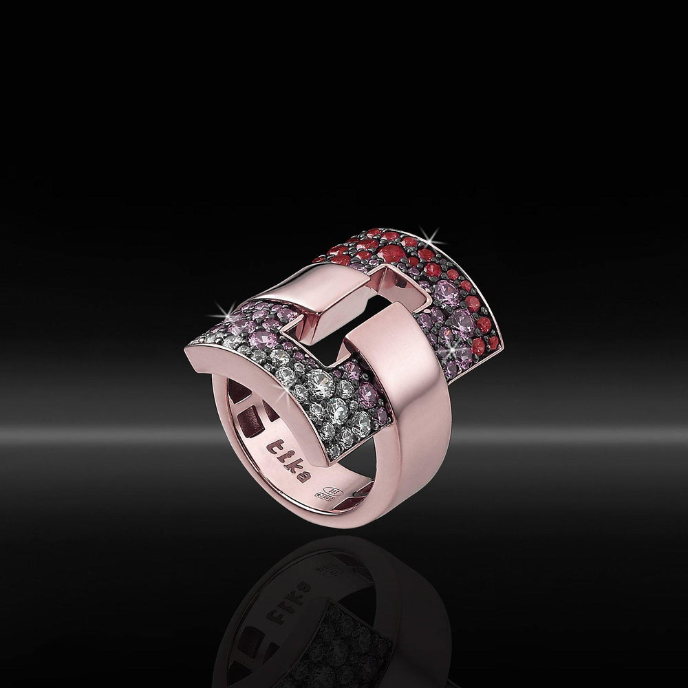 Anello in Ag925 bicolore placcato oro rose TKCO3038+ - TIKA Gioielli