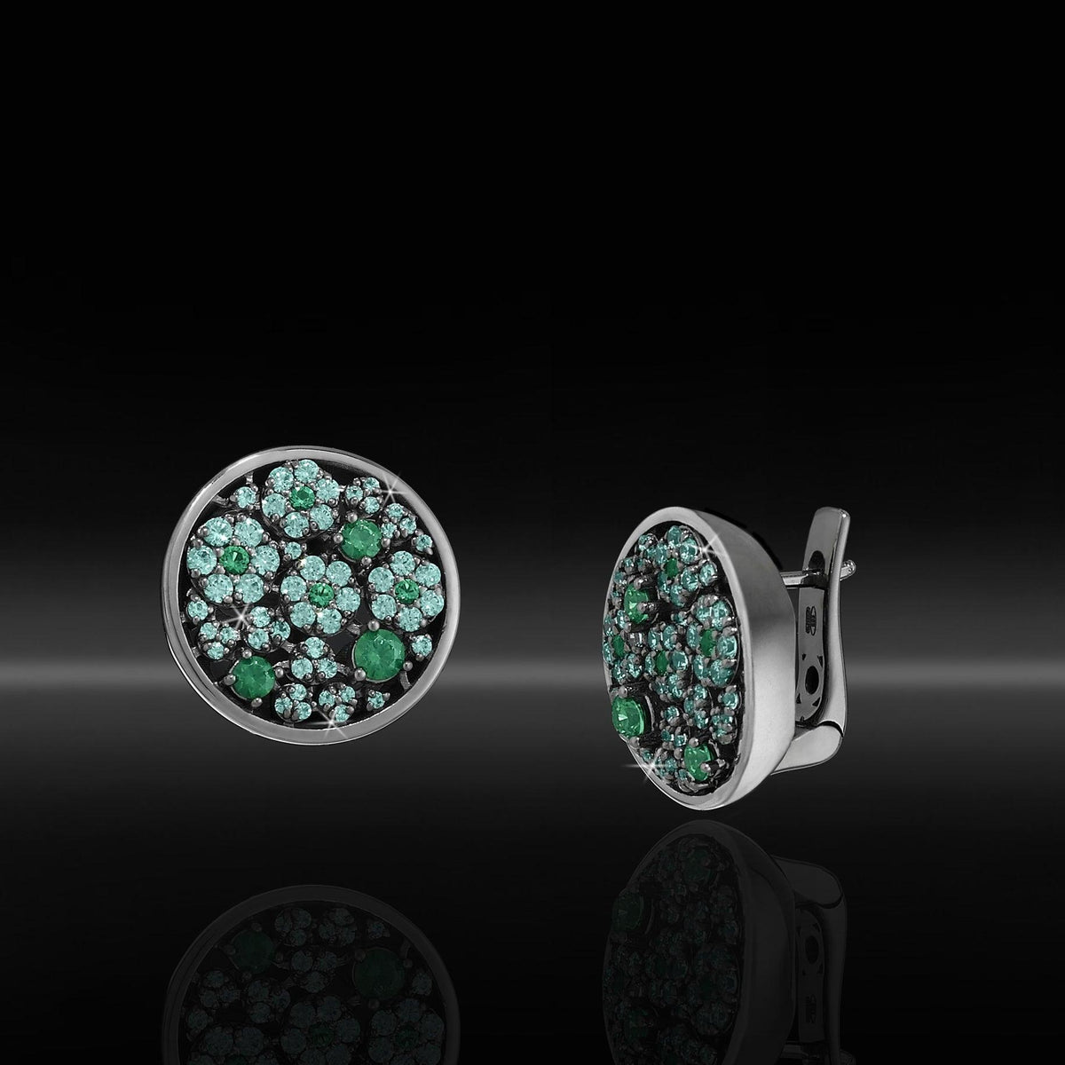 Orecchini A Cerchio In Argento 925 Con Zirconia Cubica Quadrata – Gulicx, Colore Verde, Senza Nichel, In Cofanetto Regalo
