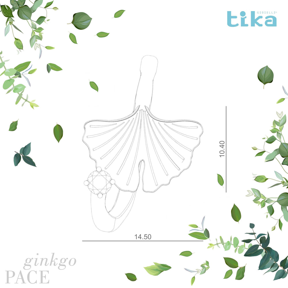 Anello foglia piccola Ginkgo-Pace in Ag925 in tre varianti di colore TKNA2005 - TIKA Gioielli Shop