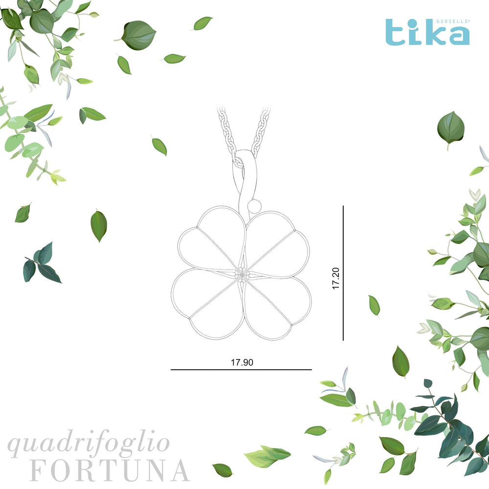 Collana Quadrifoglio-Fortuna foglia media in Ag925 in tre diversi colori TKNA8006 - TIKA Gioielli Shop