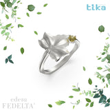 Anello foglia piccola Edera-fedeltà in Ag925 in tre varianti di colore TKNA2004 - TIKA Gioielli Shop