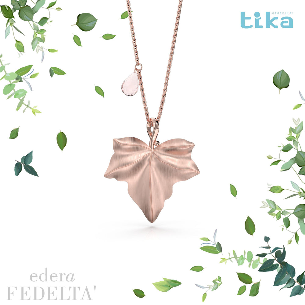 Collana foglia grande Edera-fedeltà in Ag925 in tre varianti di colore TKNA9004+ - TIKA Gioielli Shop