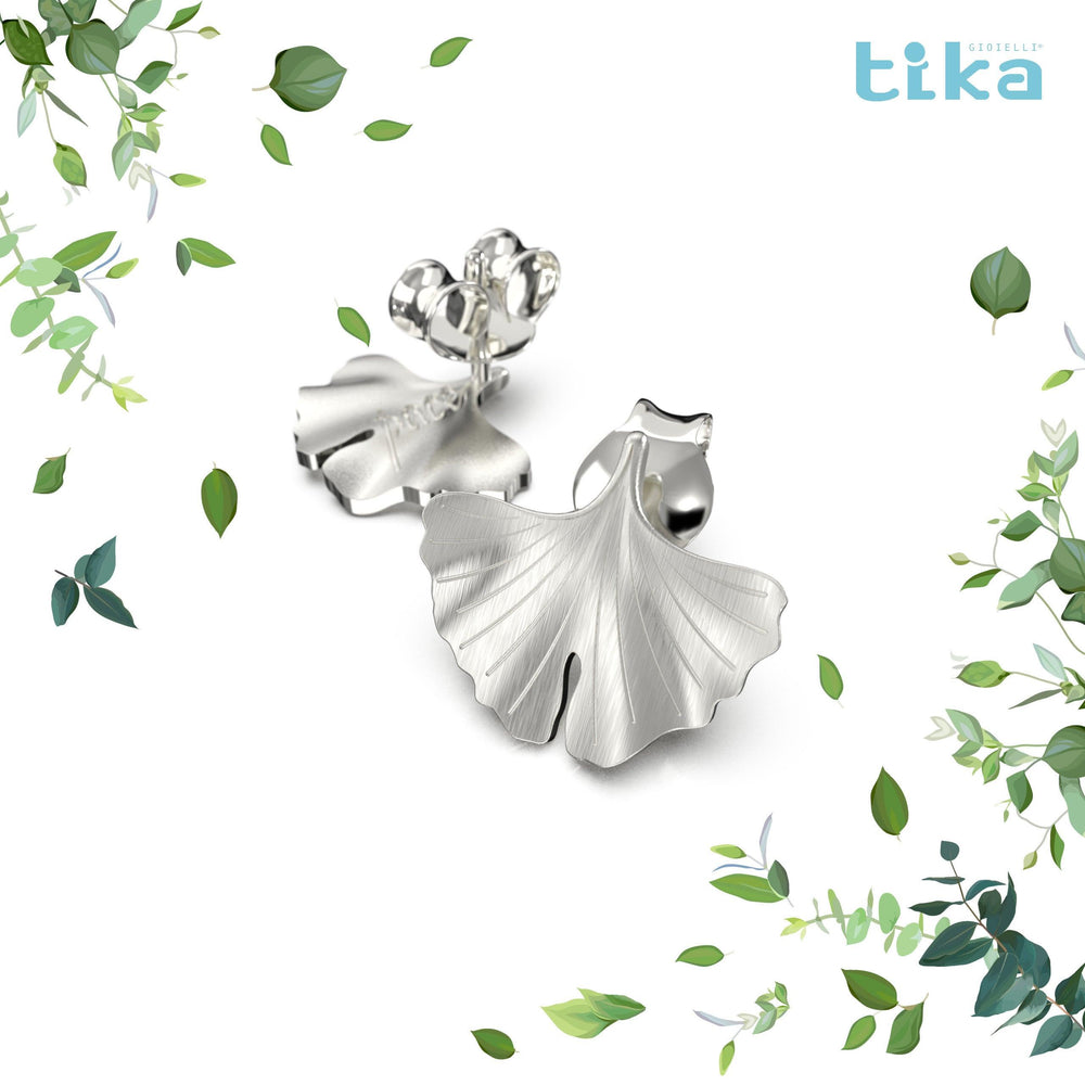 CLEVER SCHMUCK Orecchini Donna A Foglia Di Ginkgo 9 Mm – Argento 925 Placcato Oro – Con Custodia Bianca