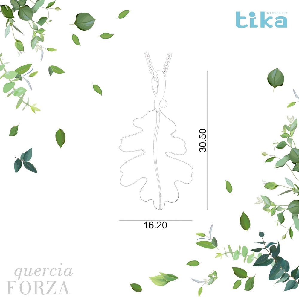 Collana foglia media Quercia-Forza in Ag925 in tre varianti di colore TKNA8003+ - TIKA Gioielli Shop